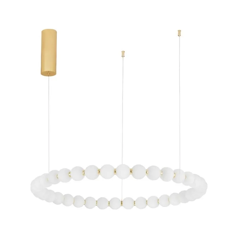 Lampa wisząca szklane kule glamour Moti LED 80cm biały opal/złoty Nowy