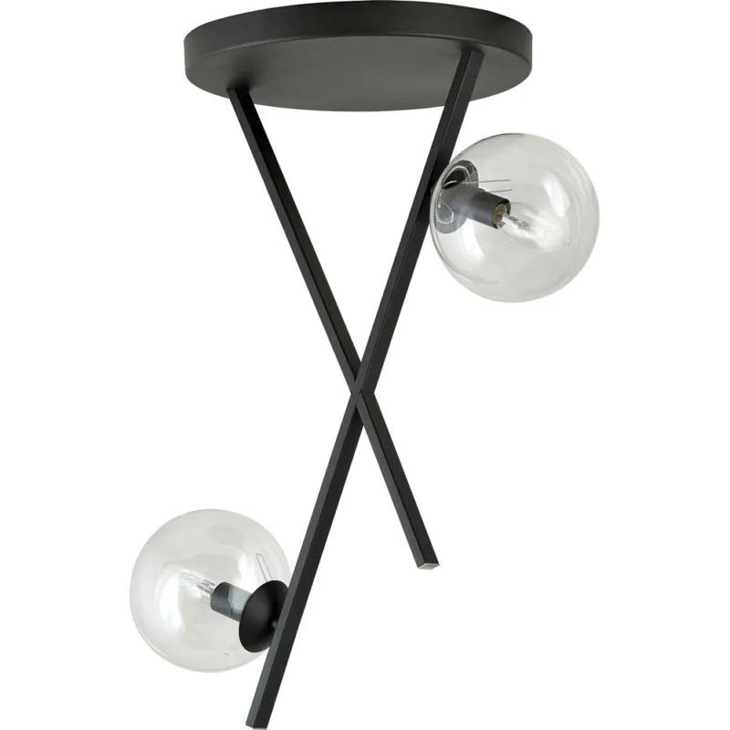 Oferta limitowana Lampa sufitowa designerska szklane kule River II 30cm przeźroczysty/czarny Emibig
