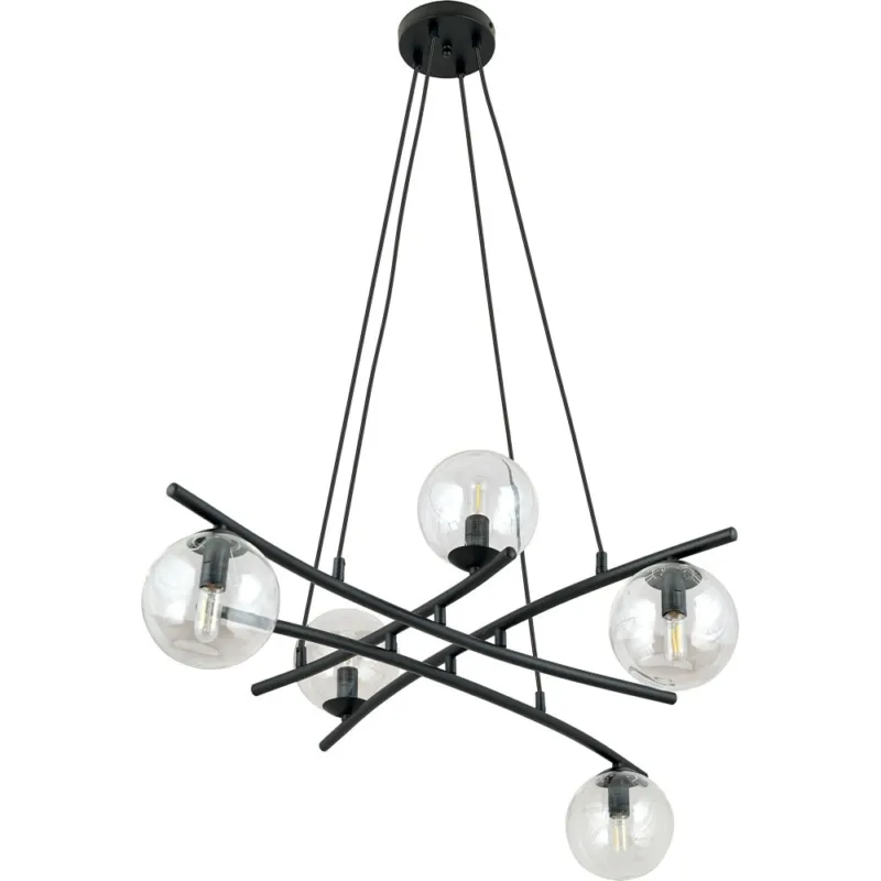 Lampa wisząca szklane kule nowoczesne Essa V 100cm przeźroczysty/czarny Emibig Zniżka