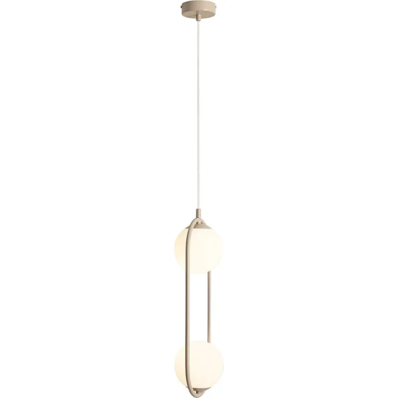 Wysoka jakość Lampa wisząca 2 szklane kule Riva Beige 18,5cm biało-beżowa Aldex
