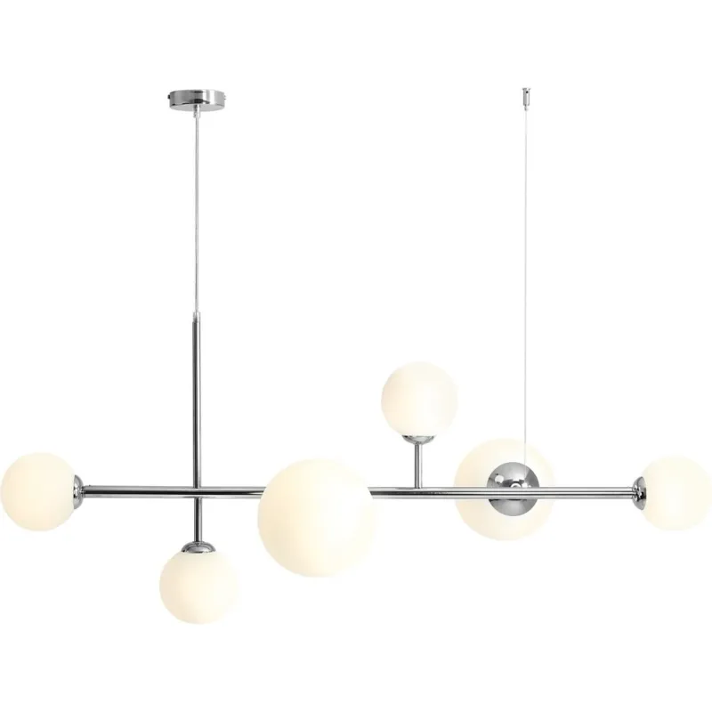Darmowy zwrot Lampa wisząca szklane kule Dione 130cm biało-chromowana Aldex