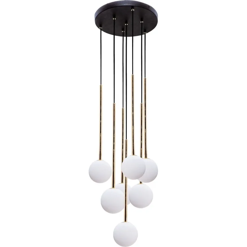 Rabat Lampa wisząca szklane kule Ali VII 35cm biały/czarny/złoty Zumaline