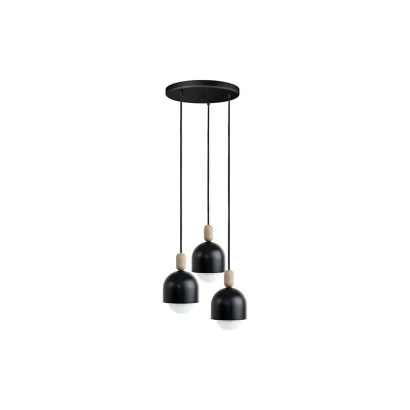 Lampa wisząca skandynawska potrójna Loft Ovoi Round III 30cm czarna Kolorowe kable Taniej