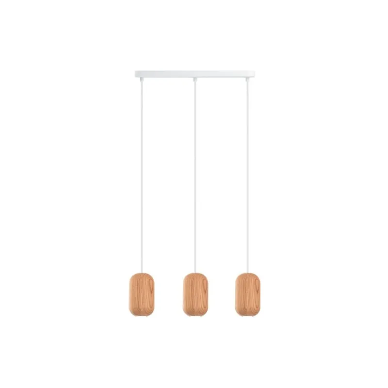 Lampa wisząca potrójna drewniana na listwie Barille Mini III Kolorowe kable Super okazja