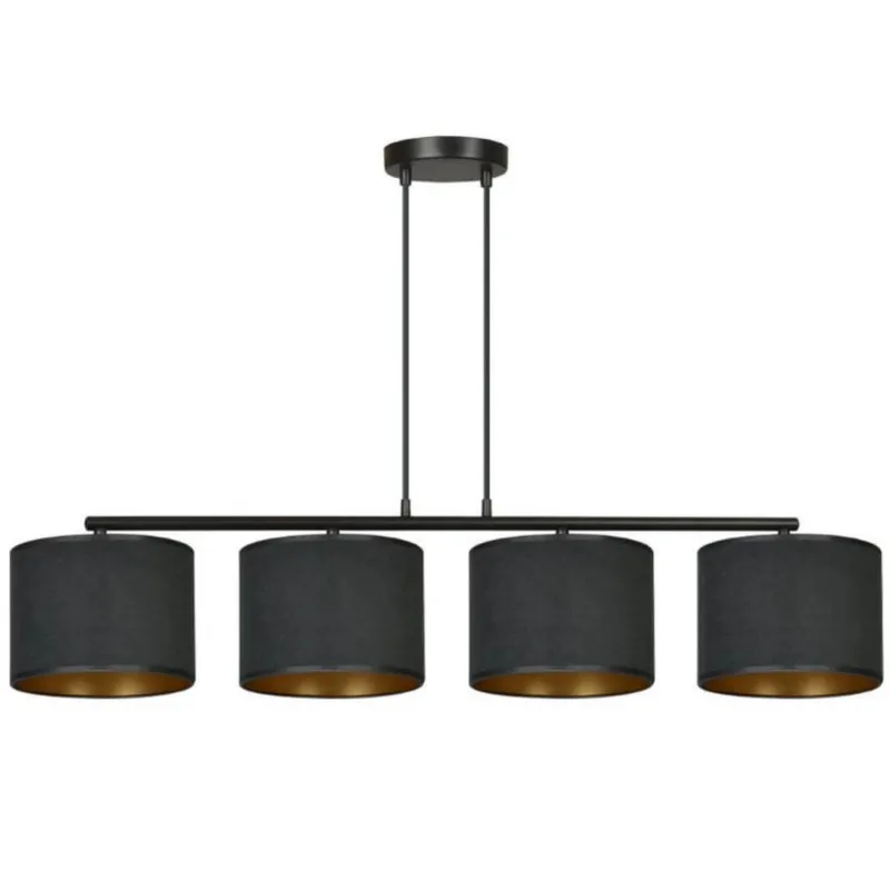 Podłużna lampa wisząca Wendy 4 w klasycznej czerni Cena promocyjna