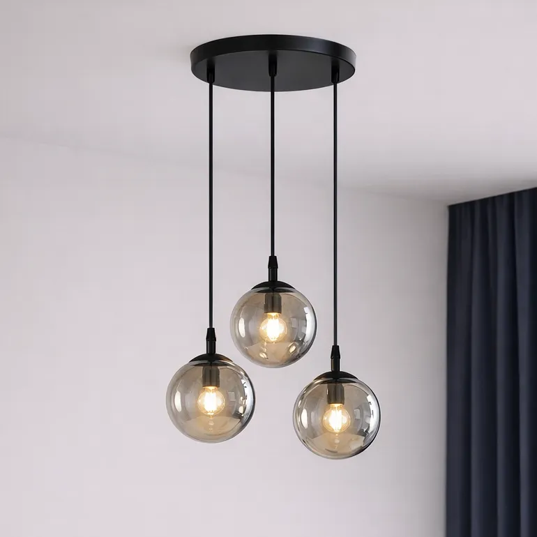 Nowy Szklana lampa wisząca Blair 3 Ring w nowoczesnym stylu