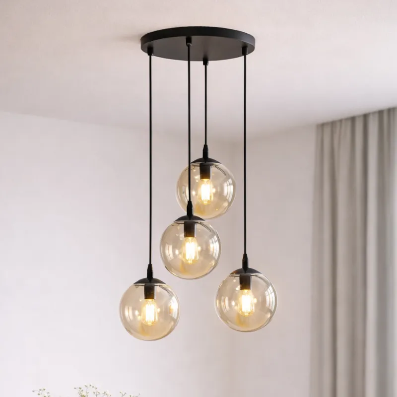 Hit cenowy Miodowa lampa wisząca Blair 4 Ring w nowoczesnym stylu