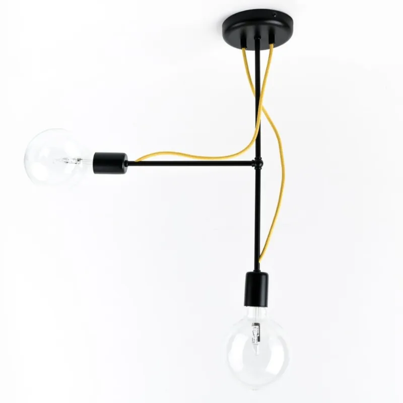 Premium Czarna metalowa lampa sufitowa LOFT TUBO na dwie żarówki