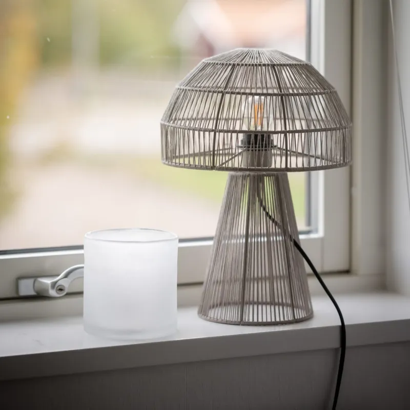 Taniej Beżowa lampka stołowa Porcini w nowoczesnym designie