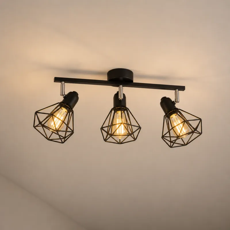 Nowość Czarna lampa sufitowa Miley 3 do salonu