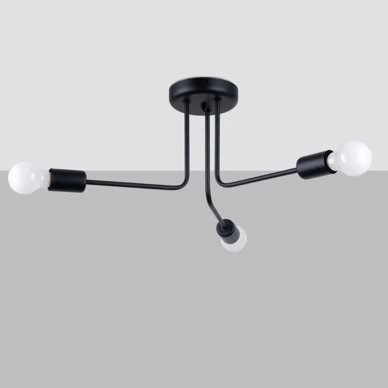 Czarna lampa sufitowa Thorgot 3 o prostym designie Bestseller