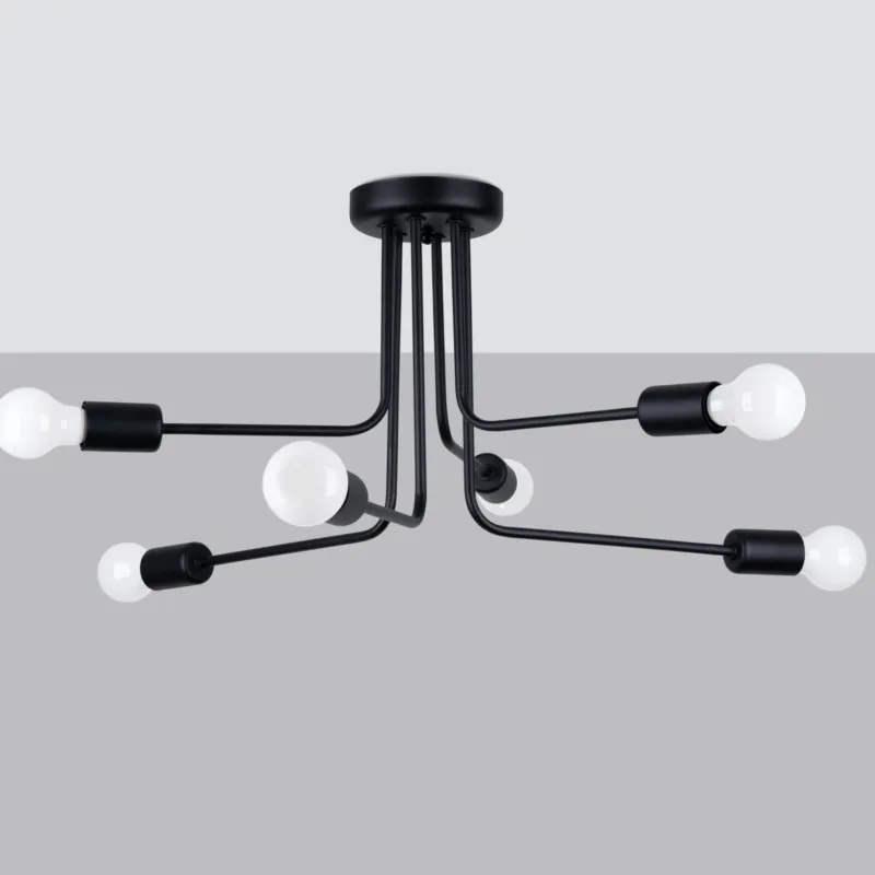 Lampa sufitowa Thorgot 6 w czarnym kolorze Tani