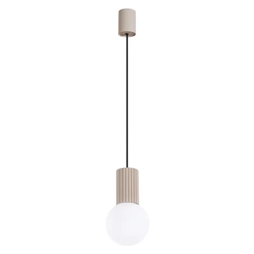 Lampa wisząca biała kula na karbowanej tulejce w kolorze taupe Sollux Lighting SL.1744 Halo G9 Zamów teraz