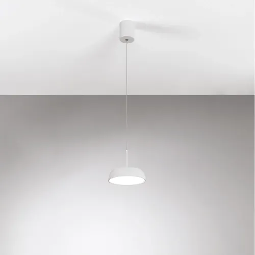 Biała okrągła kopułowa lampa wisząca Vivida International 0096.30.BI DIM WN Pinco LED 12W 3000K-4000K 15cm Rabat