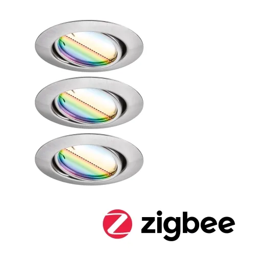 Do wyczerpania zapasów Zestaw trzech okrągłych podtynkowych lamp sufitowych Paulmann PL92467 Coin LED 3x4,9W RGBW Zigbee