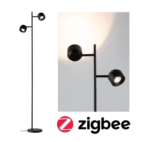 Taniej Czarna nowoczesna lampa podłogowa z regulacją Paulmann PL79780 Puric LED 2x3W 2700K 145cm Zigbee