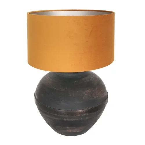 Taniej Czarno srebrna lampa stołowa z aksamitnym złotym abażurem Steinhauer 3470ZW Lyons E27 57cm