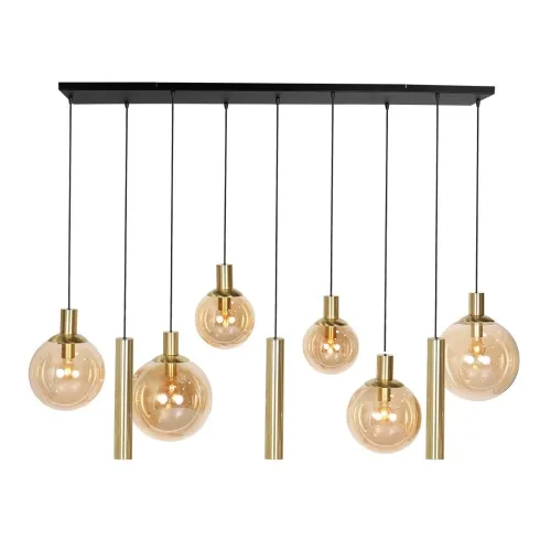 Lampa wisząca bursztynowe klosze i złote tuby na czarnej rozecie Steinhauer 3799ME Bollique E27 i GU10 Oferta czasowa