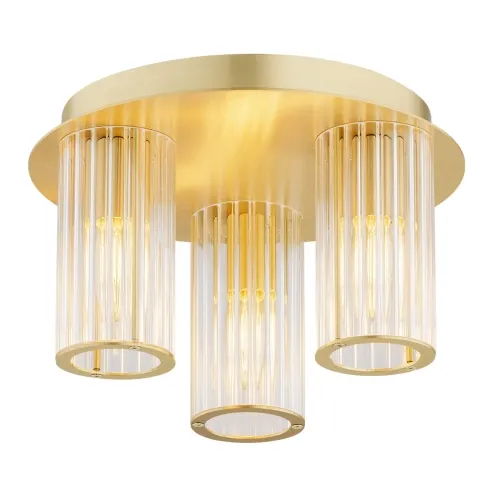 Mosiężna lampa sufitowa z walcowymi ryflowanymi kloszami Argon 6304 Hampton 3xE14 30cm Super okazja