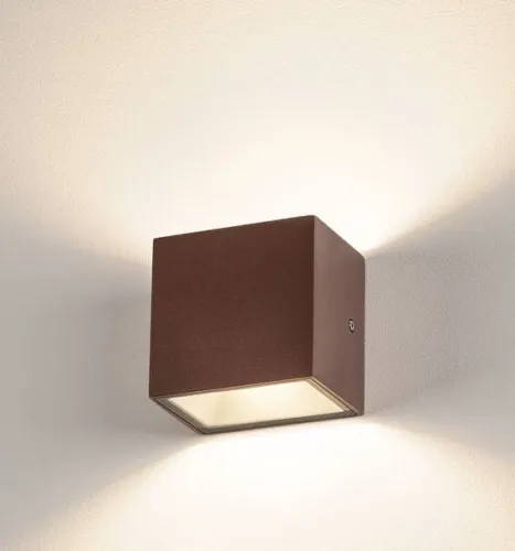 Hit cenowy Rdzawy ściemnialny zewnętrzny kinkiet kostka światło góra - dół SLV 1002034 Sitra LED 11W 3000/4000K 105stopni IP65