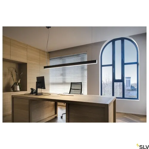 Wyjątkowa oferta Podłużna czarna lampa wisząca listwa ledowa SLV 1001309 Q-Line LED 47W 3000K 120stopni Dali2 142cm