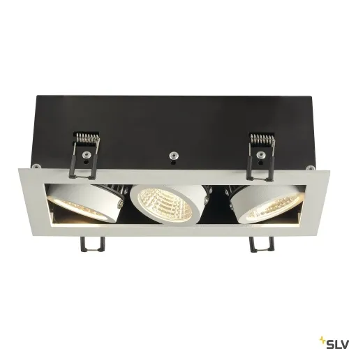 Biała matowa lampa podtynkowa box z trzema reflektorami SLV 115721 Kadux LED 20W 3000K 38stopni 21cm ściemnialna fazowo Obniżka ceny