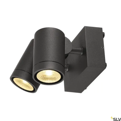 Antracytowa podwójna zewnętrzna lampa ścienna SLV 233255 Helia LED 13W 3000K IP55 35stopni Rabat