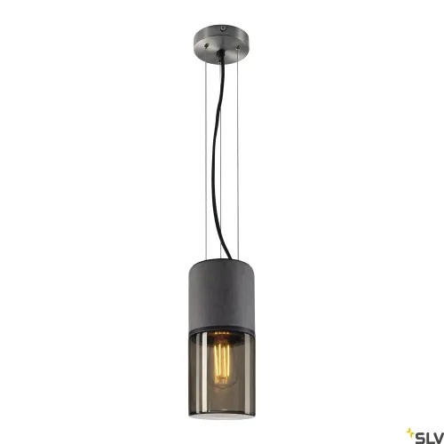 Bazaltowa lampa wisząca z dymnym szklanym kloszem SLV 155714 Lisenne E27 12cm Obniżka ceny