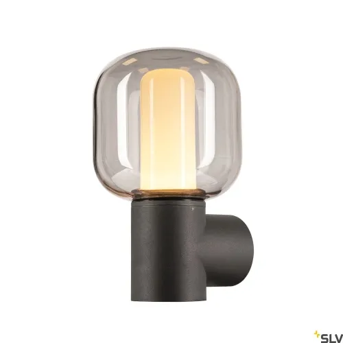 Antracytowa zewnętrzna lampa ścienna z szklanym kloszem SLV 1004678 Ovalisk LED CCT 9,2W 3000/4000K IP65 Tylko dziś