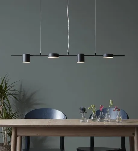 Zamów teraz Lampa wisząca listwa nad stół w stylu skandynawskim płaskie owalne tubki MarkSlojd 107746 Row 4xG9 150cm x 106cm