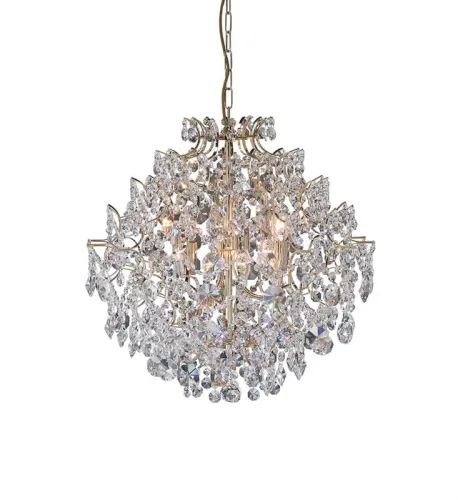 Ekspresowa dostawa Złota lampa wisząca do salonu w stylu glamour zdobiona kryształami MarkSlojd 100532 Rosendal 6xE14 53cm