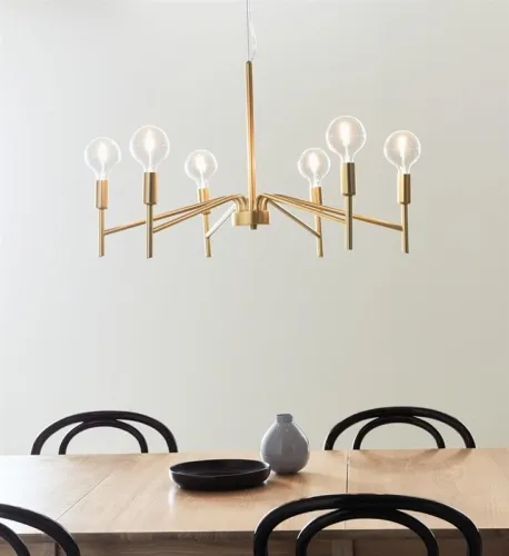 Zamów dziś Długa lampa wisząca złota do jadalni w kształcie korony regulowana wysokość MarkSlojd 108210 Monarch 6xE14 70cm