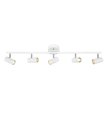 Najlepsza cena Lampa sufitowa listwa z reflektorami w stylu skandynawskim biała regulowane oprawki MarkSlojd 107352 Barcelona 5xG9 19cm x 105cm