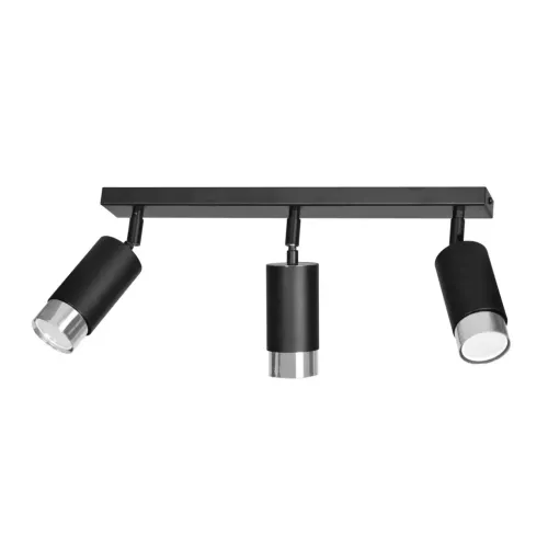 Lampa sufitowa listwa trzy reflektorki regulowane Emibig 964/3 Czarny/Chrom Hiro 3 Bl/Chrome 3xGU10 62cm Łatwy zwrot