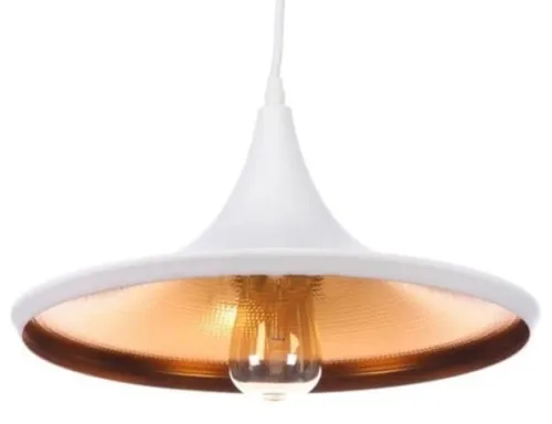 Biało złota lampa wisząca klosz stożek z spłaszczoną podstawą Azzardo AZ1342 Chink E27 36cm Okazja