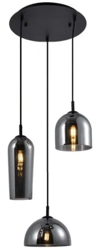 Czarna lampa wisząca z trzema dymnymi kloszami kopułami Azzardo AZ3336 Blanca 3xE14 35cm Promocja