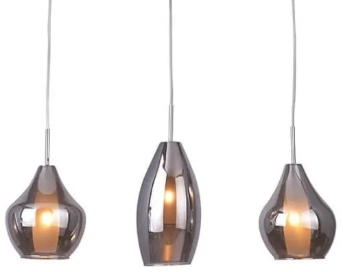 Srebrna lampa wisząca z grafitowymi kloszami Azzardo AZ2149 Amber 3xG9 60cm Premium