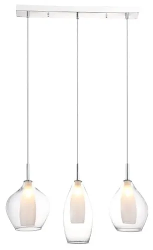 Nowość Srebrna lampa wisząca z podwójnymi kloszami Azzardo AZ3075 Amber 3xG9 60cm