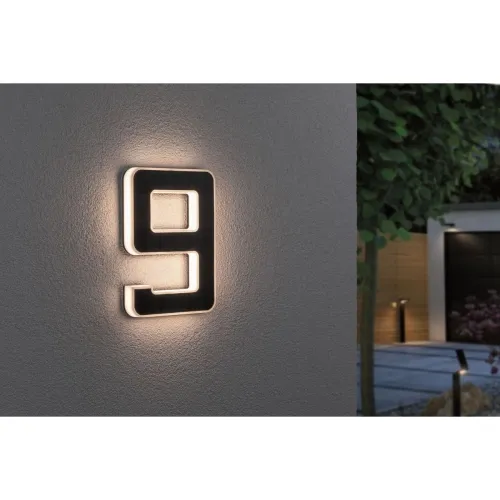 Wyjątkowa oferta Oprawa elewacyjna SOLAR LED numer domu 9 3000K IP44 wymienny akumulator / czarna Paulmann PL79850