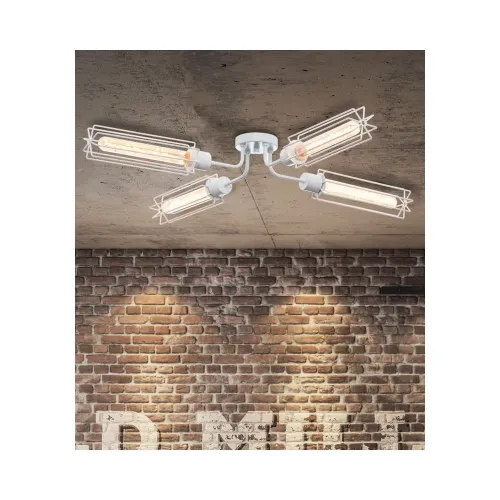 Bestseller Biała industrialna szeroka lampa sufitowa z metalu Ramko 66192 Vento 4xE27 100cm