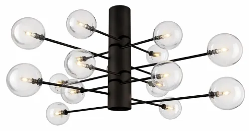 Czarna lampa sufitowa z rozległymi ramionami i kloszami kulami Ramko 66340 Oslo 16xG4 130cm Wybór klientów