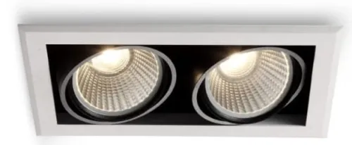Hit cenowy Biało czarna prostokątna lampa do sufitu podwieszanego Elkim Lighting 295702123 Rosa LED 2x5W 3000K 38stopni 18,4cm