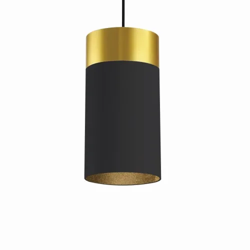 Zniżka Lampa wisząca czarna tuba z złotym dodatkiem Elkim Lighting 517301035 Toba E27 14,8cm
