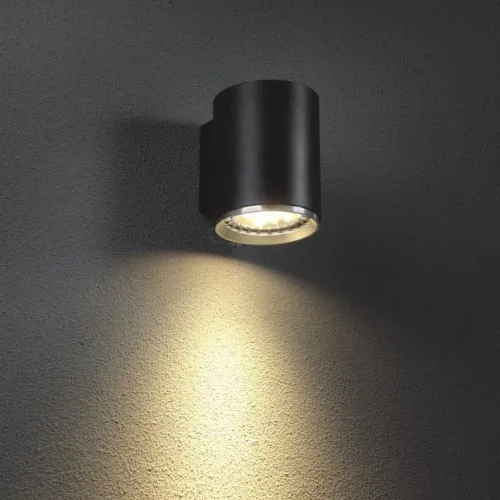 Wyjątkowa oferta Czarna z aluminiowym ringiem lampa ścienna walec jednostronne światło Elkim Lighting 6813L1003 Reti GU10