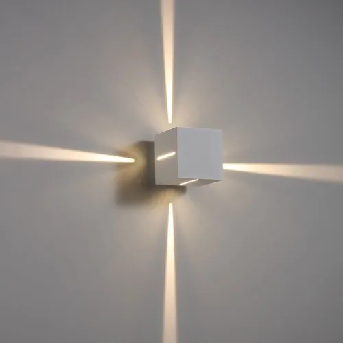 Biały hermetyczny kinkiet kostka z wąskim czterostronnym strumieniem światła 4x8stopni Elkim Lighting 830004102 Quatro LED 4x3W 3000K IP65 Promocja
