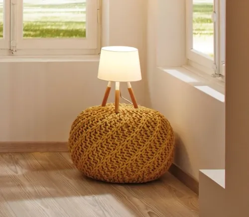 Lampa stołowa BERIT E27 max.1x20W 230V biały / drewno / tkanina Paulmann PL79646 Tani