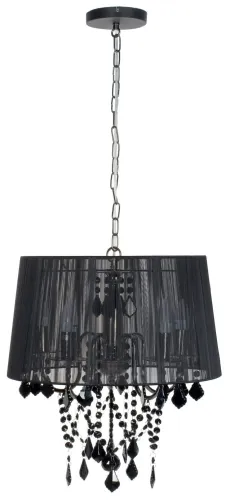 Lampa wisząca z lekkim czarnym abażurem i czarnymi kryształkami Light Prestige LP-5005/5P Mona 5xE14 45cm x 87cm Bezpieczna płatność