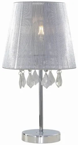 Oferta limitowana Lampa nocna czarny abażur z kryształkami na metalowej podstawie Light Prestige LP-5005/1TS 42cm srebrny Mona 1xE27