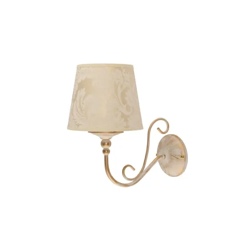 Szybka wysyłka Lampa ścienna Kinkiet Jupiter 1593 Sofia SI K EC E27 25cm x 24cm abażur ecru z wzorami stare złoto
