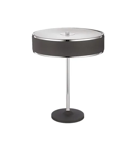 Promocja Grafitowo chromowana okrągła płaska lampa stołowa nocna Jupiter 1217 Jazz 2xE14 47cm